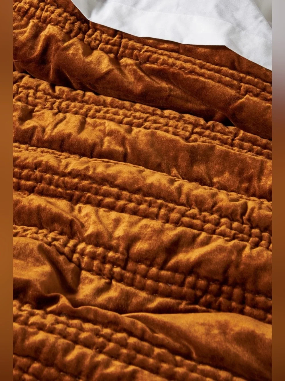 Anthropologie Lustered Velvet Alastair Quilt, Bronze